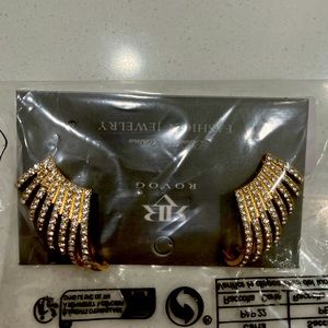 Rhinestone Decor Stud Earrings yellow gold